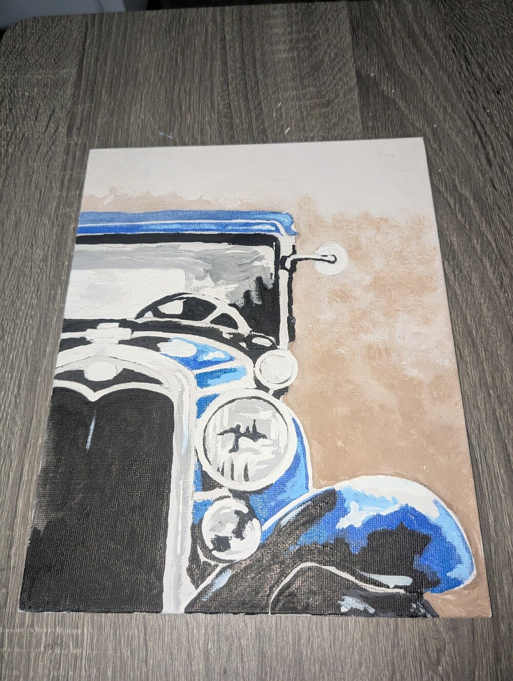 Vintage Blue Classic Car Canvas Art - Home Wall Accent